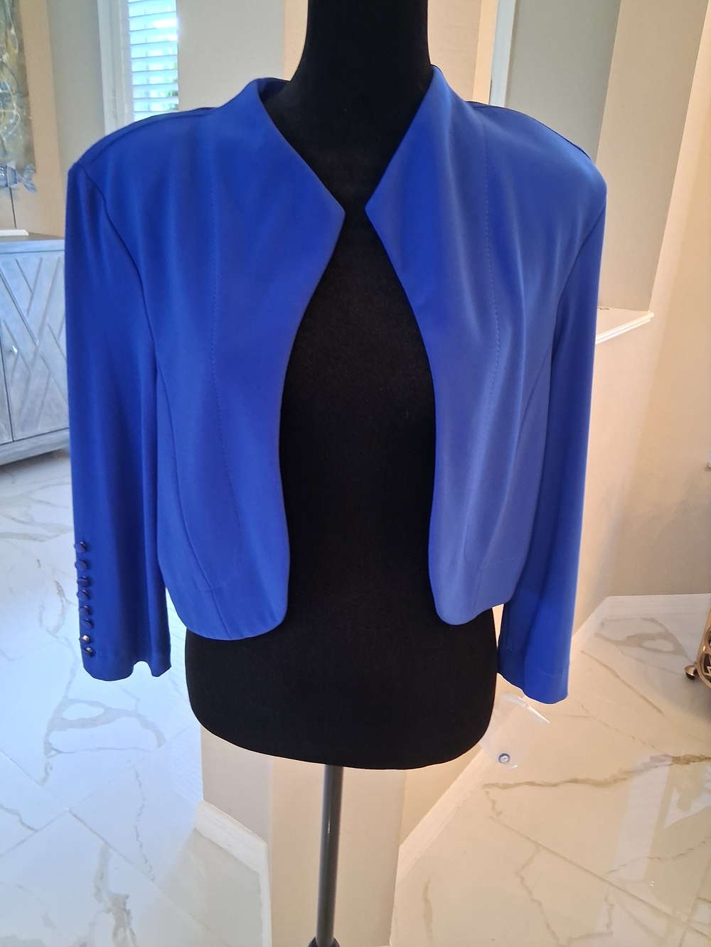 Joseph Ribkoff Cobalt Blue Cropped Open-Front Blazer